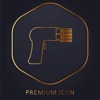 Barcode Scanner golden line premium logo or icon clipart