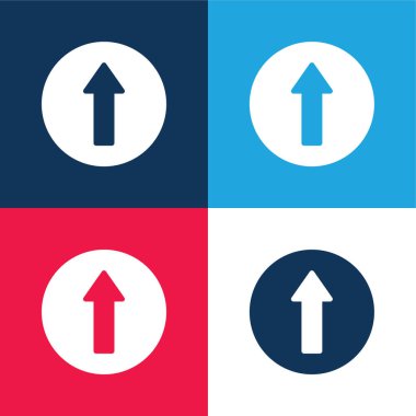 Önde mavi ve kırmızı dört renk minimal simge kümesi