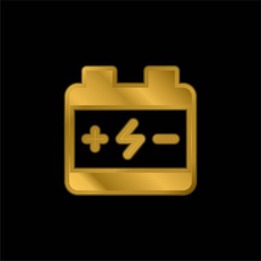 Pil altın kaplamalı metalik simge veya logo vektörü