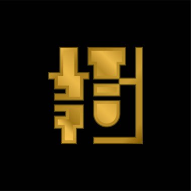 Analiz altın kaplama metalik simge veya logo vektörü