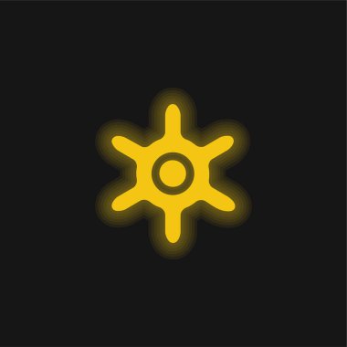 Tekne tekeri sarı parlak neon simgesi