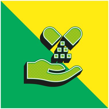 Alternatif Tıp Yeşil ve Sarı 3D vektör simgesi logosu