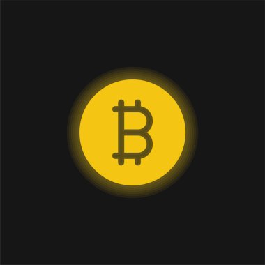 Bitcoin sarı parlayan neon simgesi