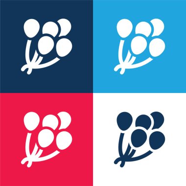 Balonlar mavi ve kırmızı dört renk minimal simge kümesi