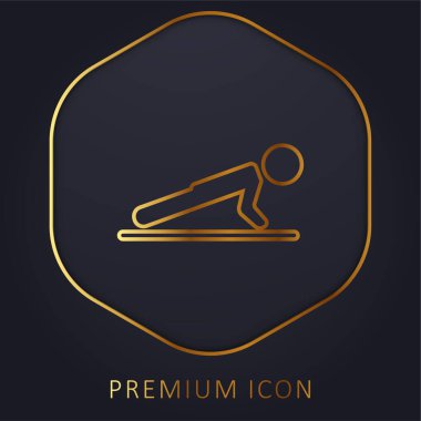 Boy Doing Pushups golden line premium logo or icon clipart
