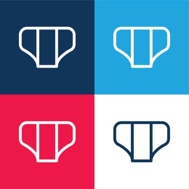 Bebek bezi ana hatları mavi ve kırmızı en az dört renk simgesi