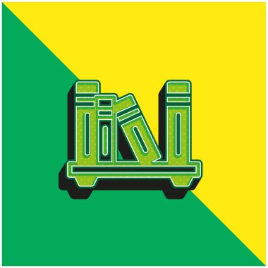 Kitap rafı Yeşil ve sarı 3d vektör simgesi logosu