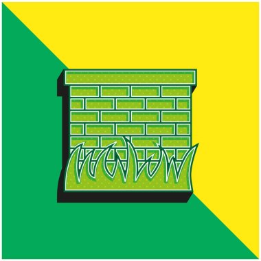 Çimen Yapraklı Tuğla Duvarı Yeşil ve Sarı 3D vektör logosu