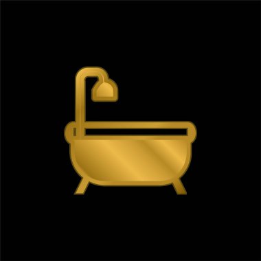 Küvet altın kaplama metalik simge veya logo vektörü