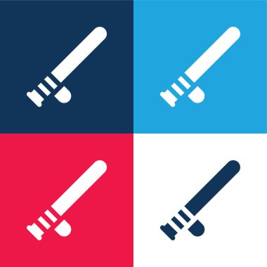 Baton mavi ve kırmızı dört renk minimal simge kümesi