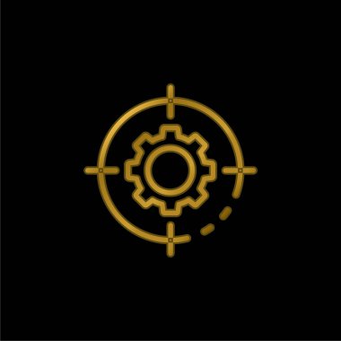 Altın kaplama metalik simge veya logo vektörünü hedefle