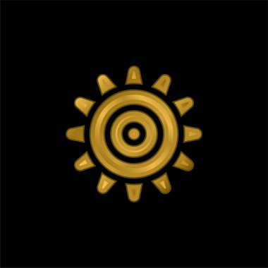 Anemon altın kaplama metalik simge veya logo vektörü