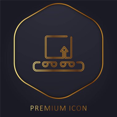 Banttaki Kutu Taşıyıcı Lojistik Taslak Altın Hat prim logosu veya simgesi