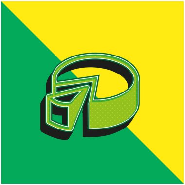 3d Pasta Grafik Grafiği Yeşil ve Sarı 3d vektör simgesi logosu