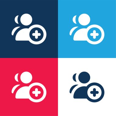 Kullanıcı mavi ve kırmızı dört renk minimal simgesi seti ekle