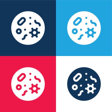 Bacteria blue and red four color minimal icon set clipart