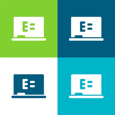 Tahta Denklemi Düz 4 renk minimal simgesi seti