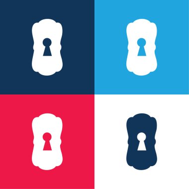 Big Keyhole Black Shape blue and red four color minimal icon set clipart