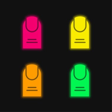 Büyük parmak dört renk parlayan neon vektör simgesi