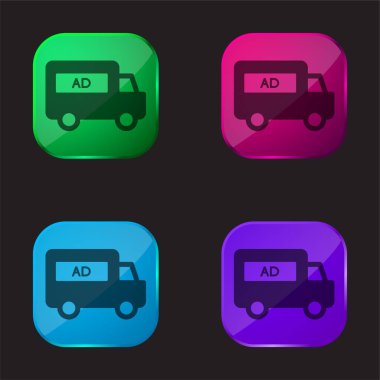 AD Van four color glass button icon clipart