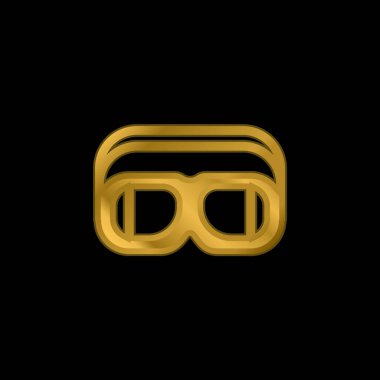 Aeroplane Pilot Glasses gold plated metalic icon or logo vector clipart
