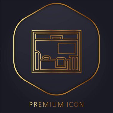 Yatak odası altın çizgisi prim logosu veya simgesi