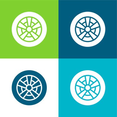 Alloy Wheel Flat four color minimal icon set clipart
