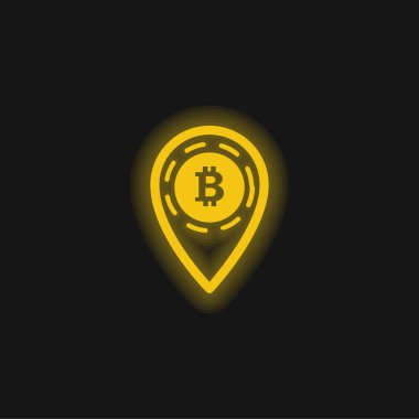Bitcoin Tutucu Sarı parlak neon simgesi