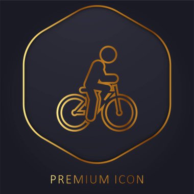 Altın çizgili bisiklet logosu veya simgesi
