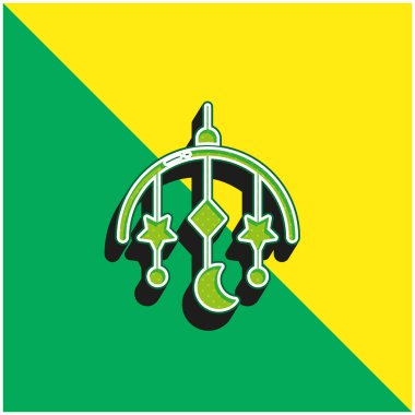 Bebek Mobil Yeşil ve Sarı 3D vektör simgesi