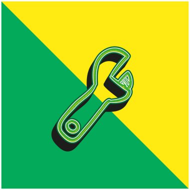 Ayarlanabilir İngiliz Eli Yapı Aracı Yeşil ve Sarı 3D vektör simgesi