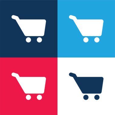 Siyah Ticaret Arabası mavi ve kırmızı. Minimum simge seti