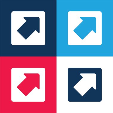 Yukarı Sağ Oku İşaretle Bir Kare Mavi ve Kırmızı Dört Renk Minimum Simgesi