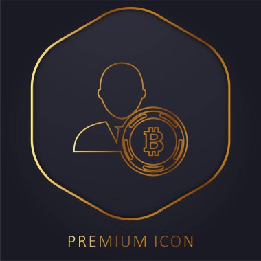 Bitcoin Kullanıcı Simgesi Altın Satır prim logosu veya simgesi