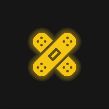 Yara bandı sarı parlak neon simgesi