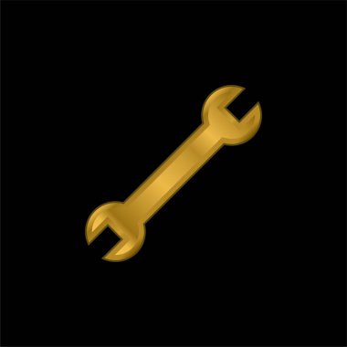 Adjustable Wrench gold plated metalic icon or logo vector clipart