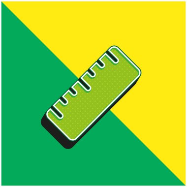 Büyük cetvel yeşil ve sarı modern 3d vektör simgesi logosu