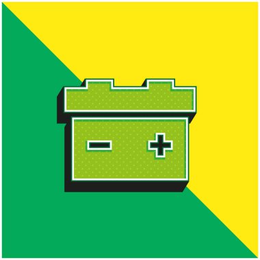 Pil Yeşil ve Sarı modern 3D vektör simgesi logosu