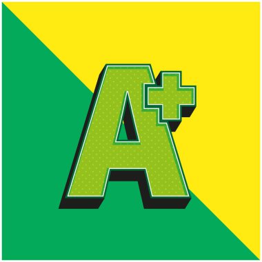 A Plus Green ve sarı modern 3d vektör simgesi logosu