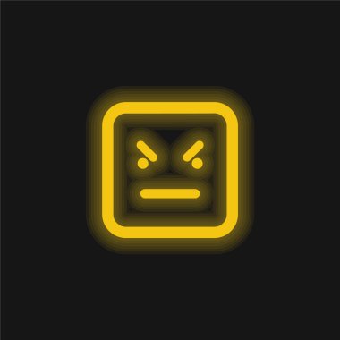 Kötü Duygu Meydanı Yüzü Sarı Parlak Neon simgesi