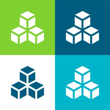 3d Düz dört renk en küçük simge kümesi