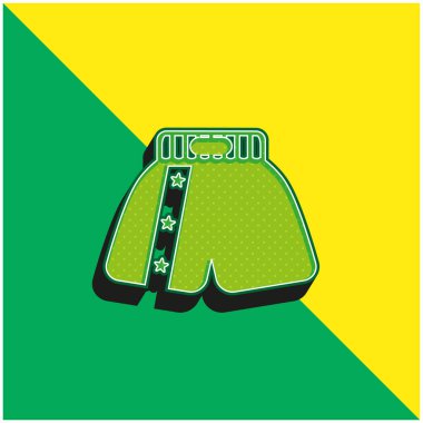 Boks Boksörü Kısa Yeşil ve Sarı 3D vektör simgesi