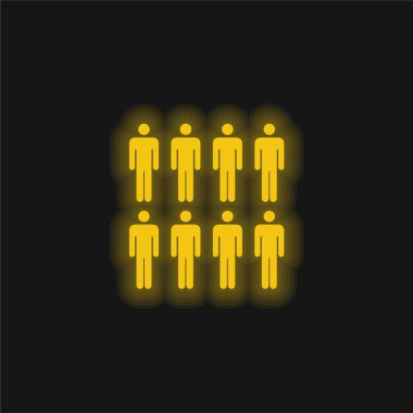 8 Persons yellow glowing neon icon clipart