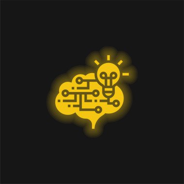 Beyin sarısı parlak neon simgesi