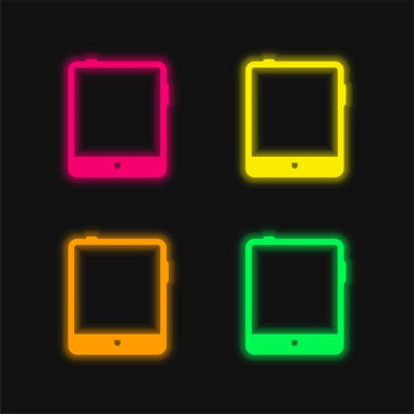 Büyük Tablet dört renk parlayan neon vektör simgesi