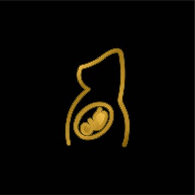 Altın kaplama metalik simge veya logo vektörünün İçindeki Bebekle Vücut Parçası