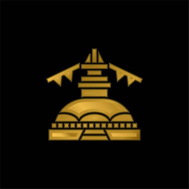 Boudhanath altın kaplama metalik simge veya logo vektörü
