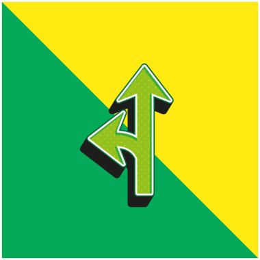 Ok Kavşağı Bir Sol Yeşil ve Sarı 3D Modern vektör simgesi logosu