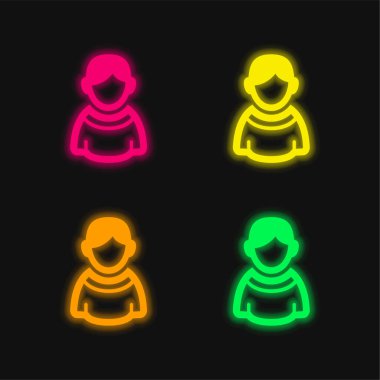 Dört renkli parlak neon vektör simgesi