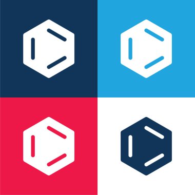 Benzen mavi ve kırmızı dört renk minimal simge kümesi